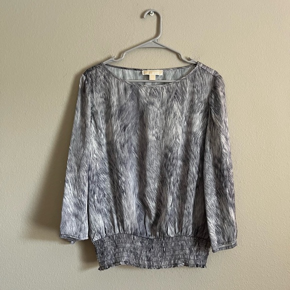 MICHAEL KORS gray flowy blouse size large - Picture 1 of 4
